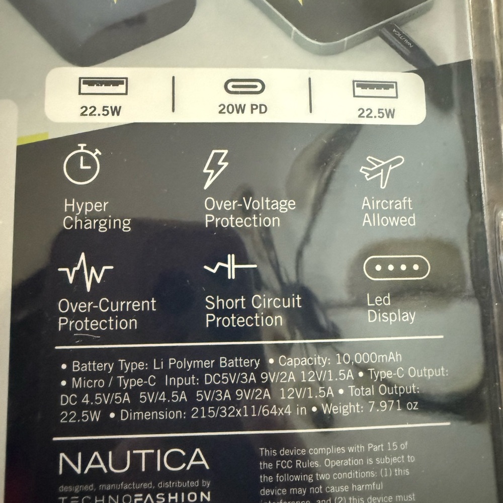 Nautica 10000mAh Power Bank with LED Display
